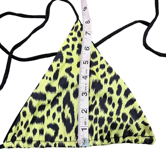 McEwan Studio Yellow & Black Leopard Print Triangle Top & Tie Skirt Rave Set - Picture 7 of 11